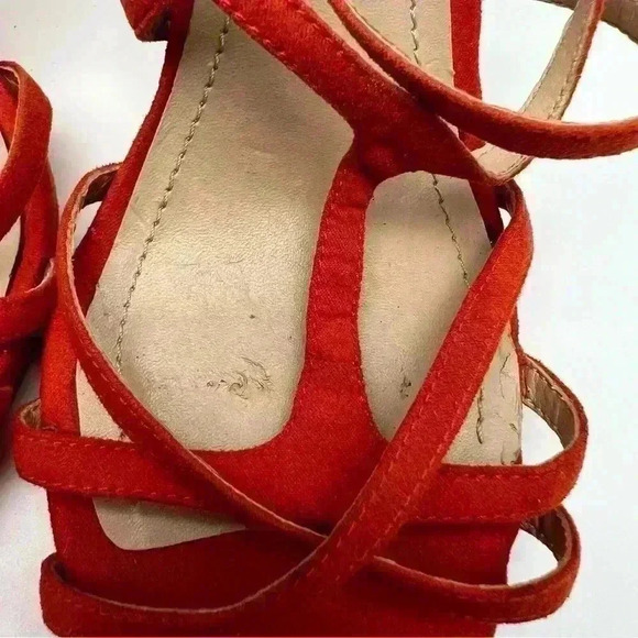 BCBG Generation Orange Suede Strappy Heels Sz 9 - Picture 14 of 15